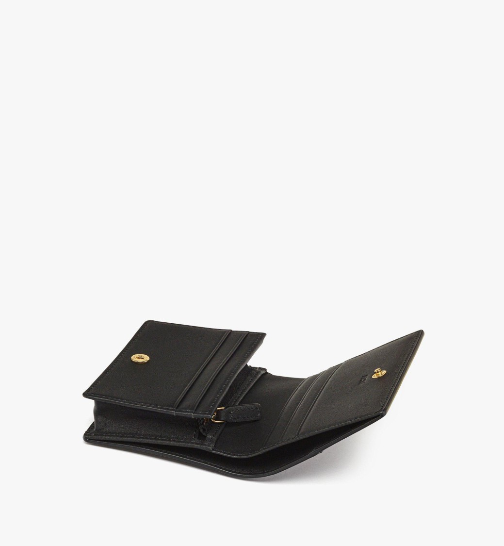 Mcm Mini Wallet With Bavarian Diamond Quilted Flap In Black