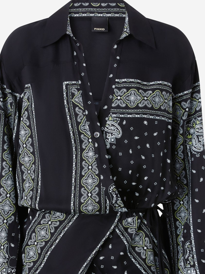 Pinko Viscose Dress With Bandana Print In Black