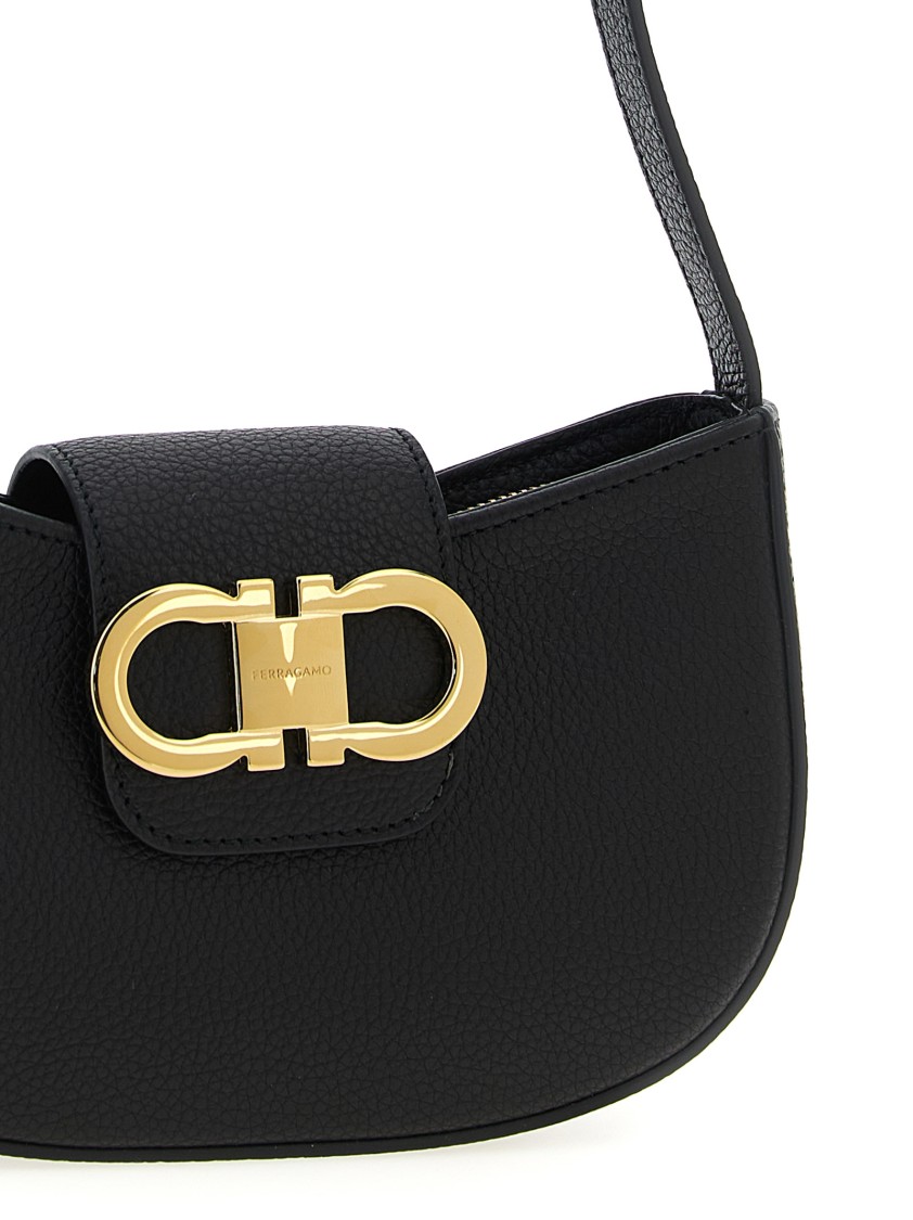 Ferragamo Gabry Black Calf Leather Shoulder Bag