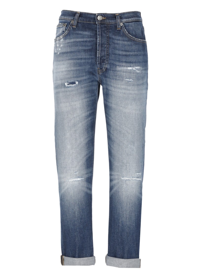 Dondup Regular Fit Jeans With Rolled Cuffs In Blue