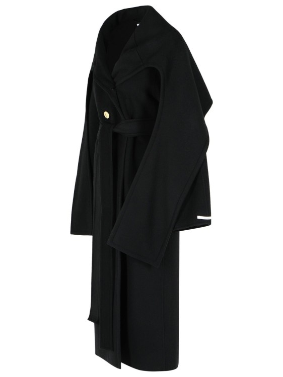 ダウンジャケット・コート Sportmax Black Virgin Wool Coat With Scarf Neckline Sportmax Black Virgin Wool Coat With Scarf Neckline | THE LIST