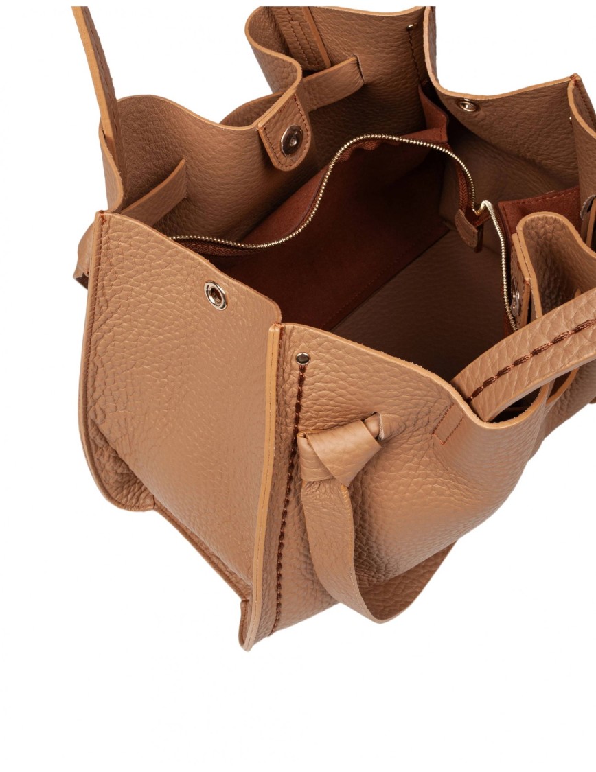 Visonà Visona' Leather Shoulder Bag In Neutral