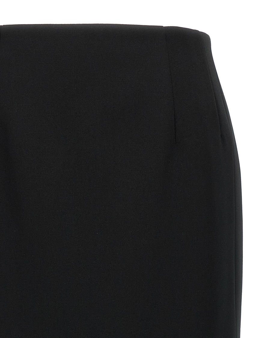 Valentino Garavani Tailored Wool Midi Skirt With Side Slits In Black