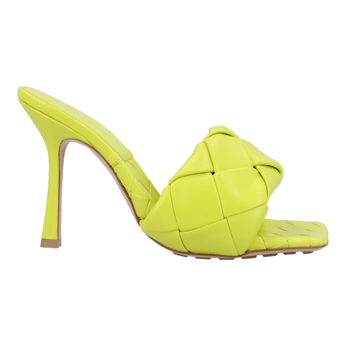 Bottega Veneta Bv Lido Woven-strap 90mm Sandals In Yellow