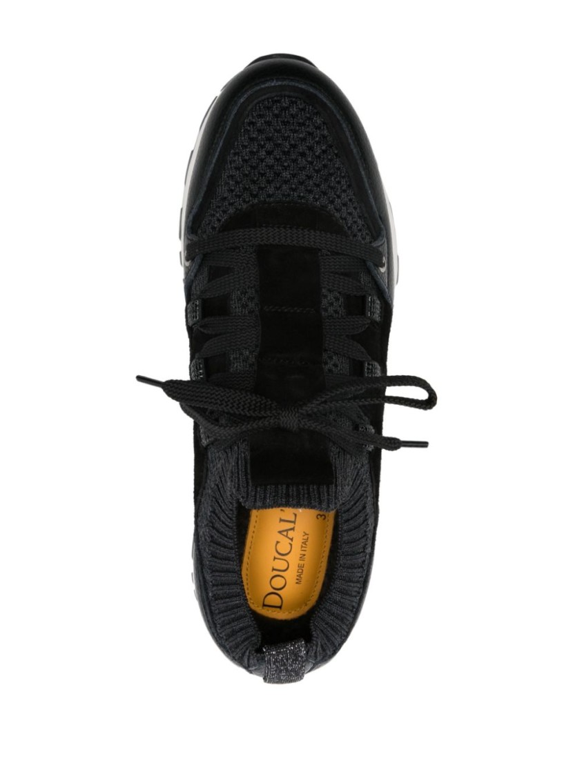 Doucal's Textured Black Trainers With Durable Rubber Sole In Black