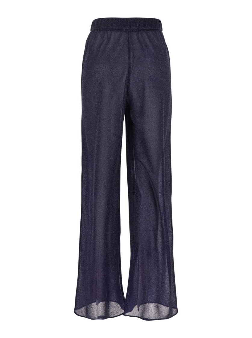 Shop Oseree Oséree Lumiere' Blue Pants With Elastic Waist In Tech Fabric