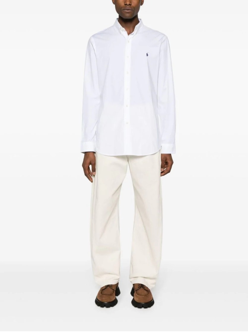 Polo Ralph Lauren Polo Pony-embroidered Long-sleeve Shirt In White