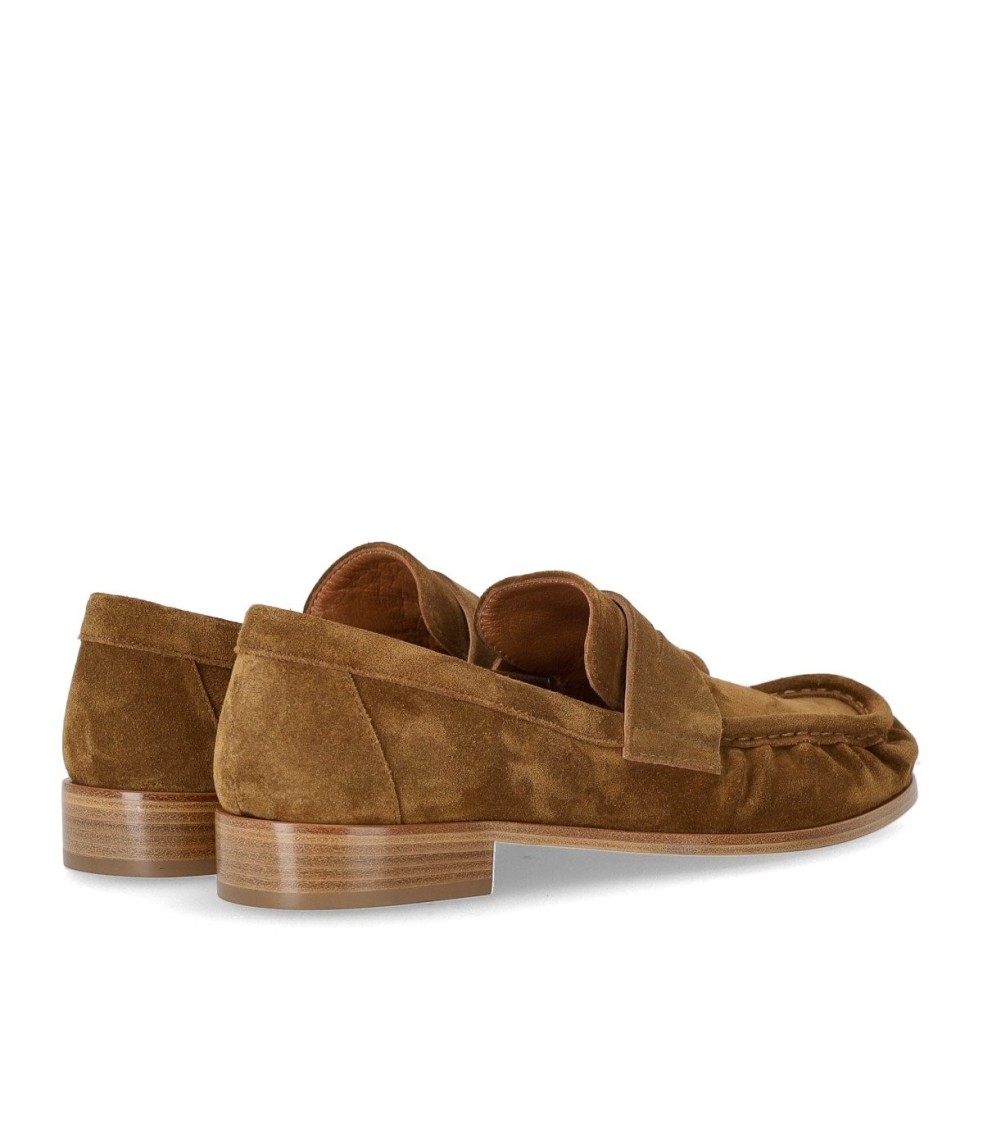 Shop Strategia Cognac Suede Loafer In Brown