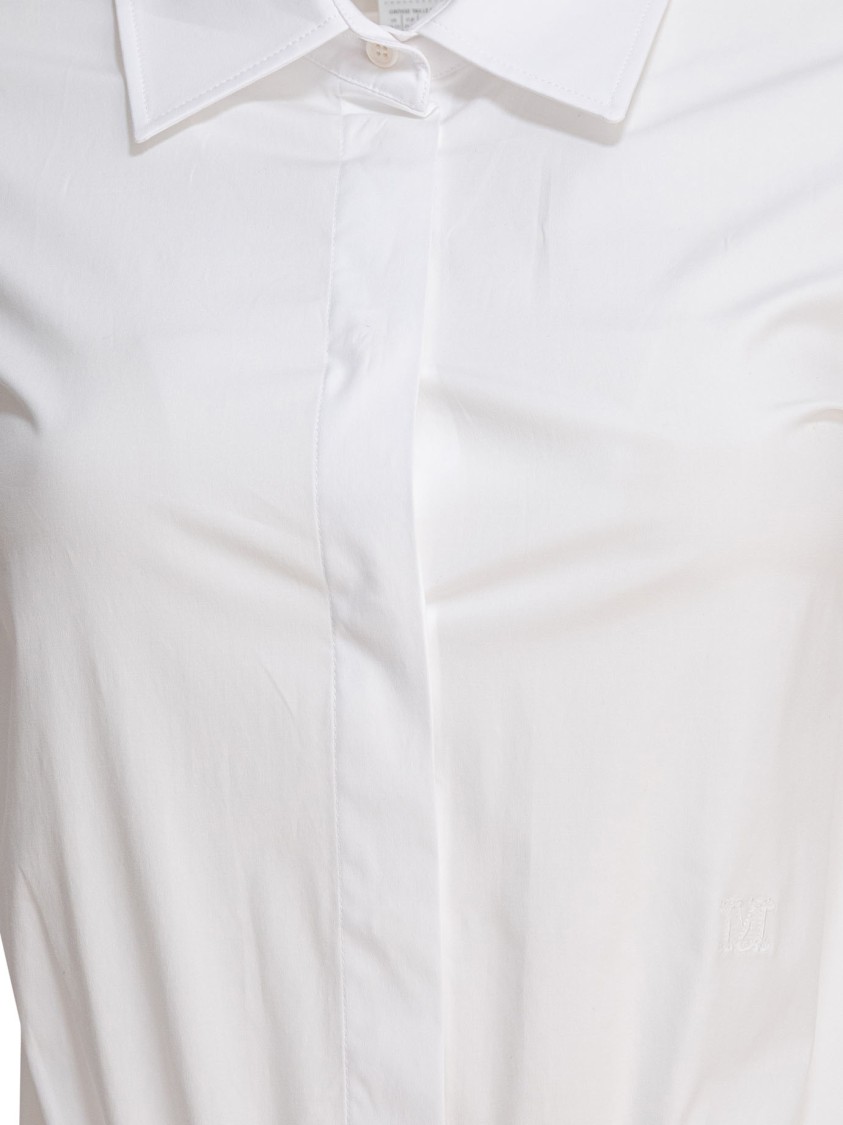 Max Mara Collared Bodysuit With Cuffed Long Sleeves In Neutral