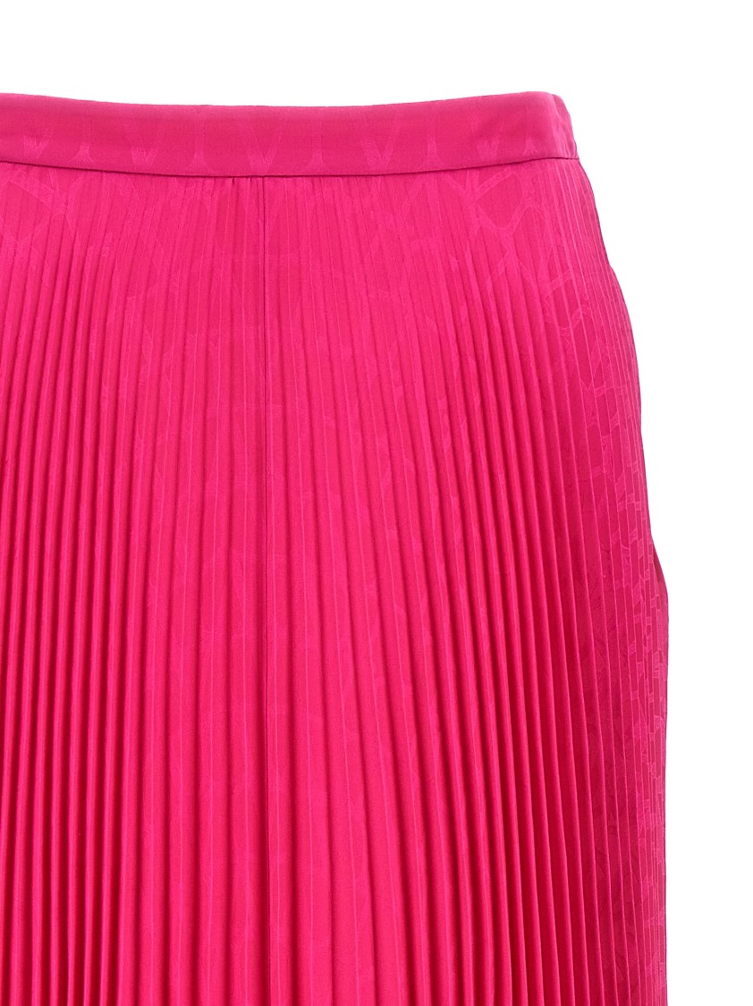 Valentino Garavani Toile Iconographe Pleated Silk Skirt In Red