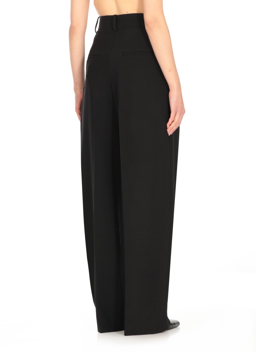 Khaite Cessie Pleated High-waisted Trousers In Black