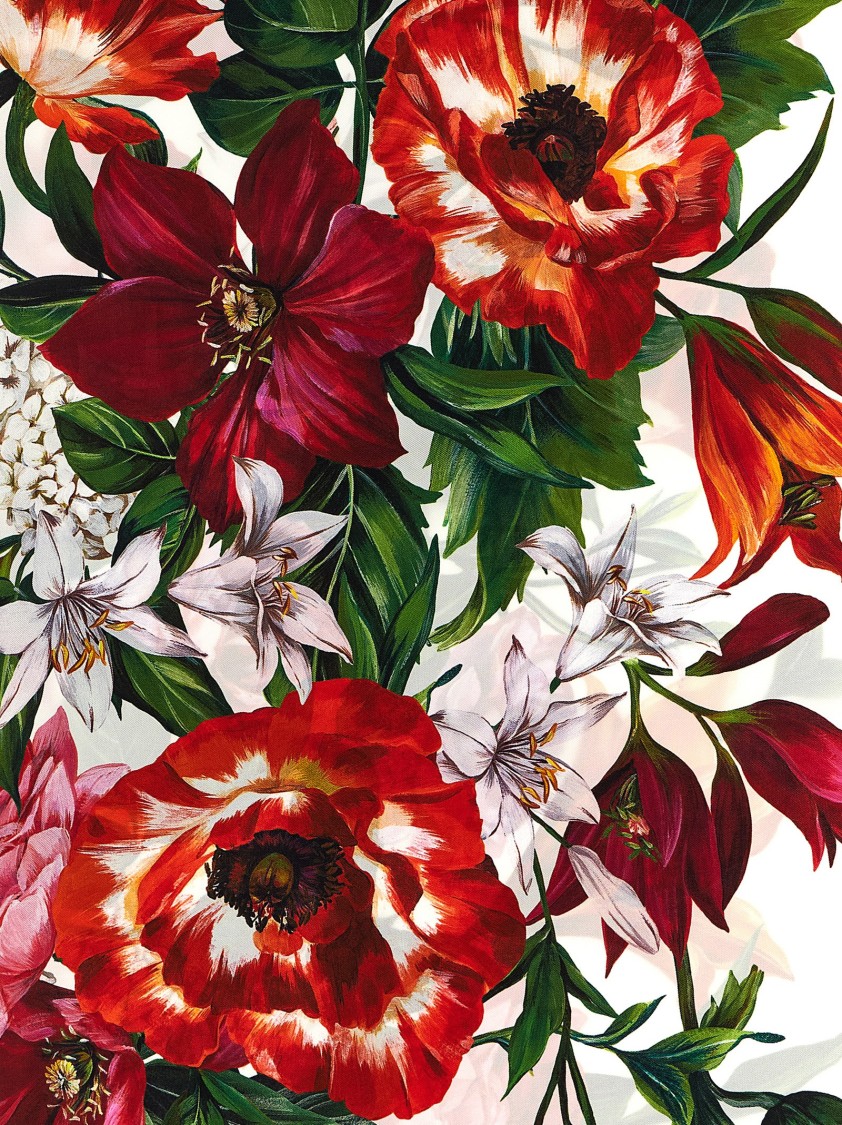 Dolce & Gabbana Square Shape Floral Print Scarf With Rolled Edges In Multi