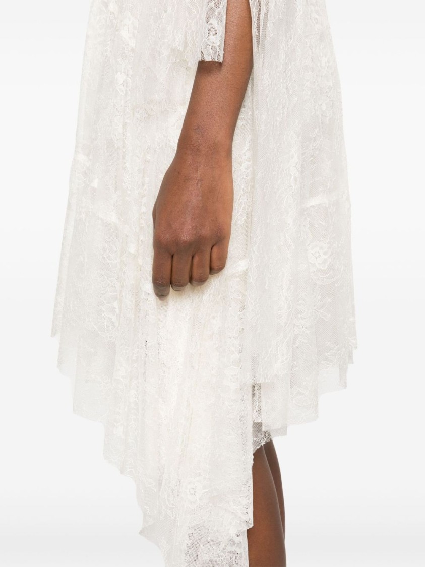 Shop Philosophy Di Lorenzo Serafini Ivory Layered Evening Dress With Asymmetrical Hemline