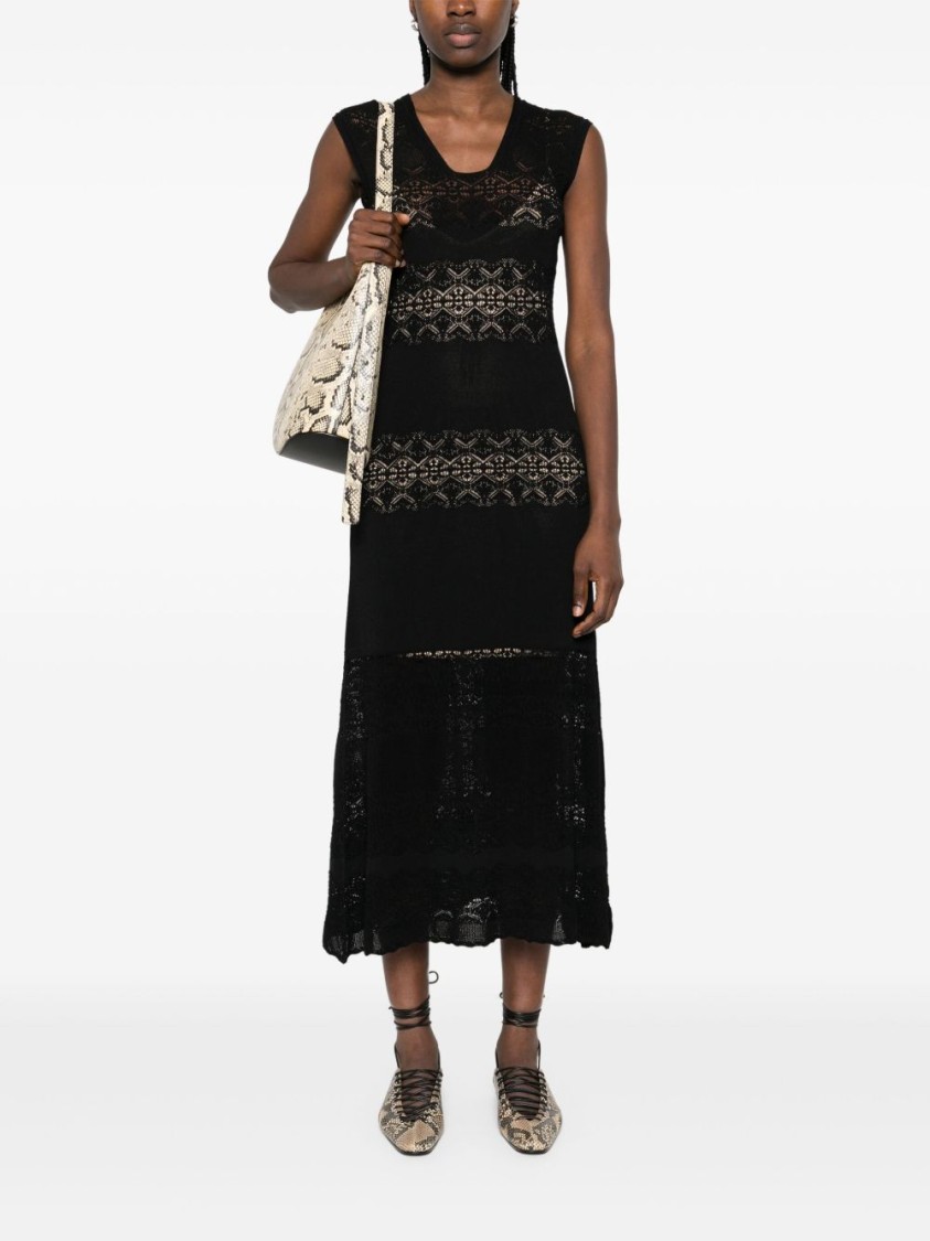 Shop Twinset Twin-set Fitted Maxi Dress With Lace Detailing