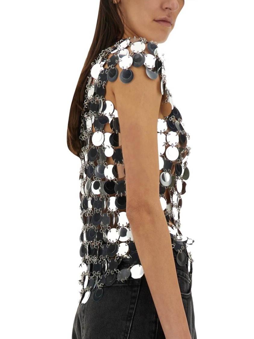 Rabanne The Iconic Silver Sparkle Discs Top Silver