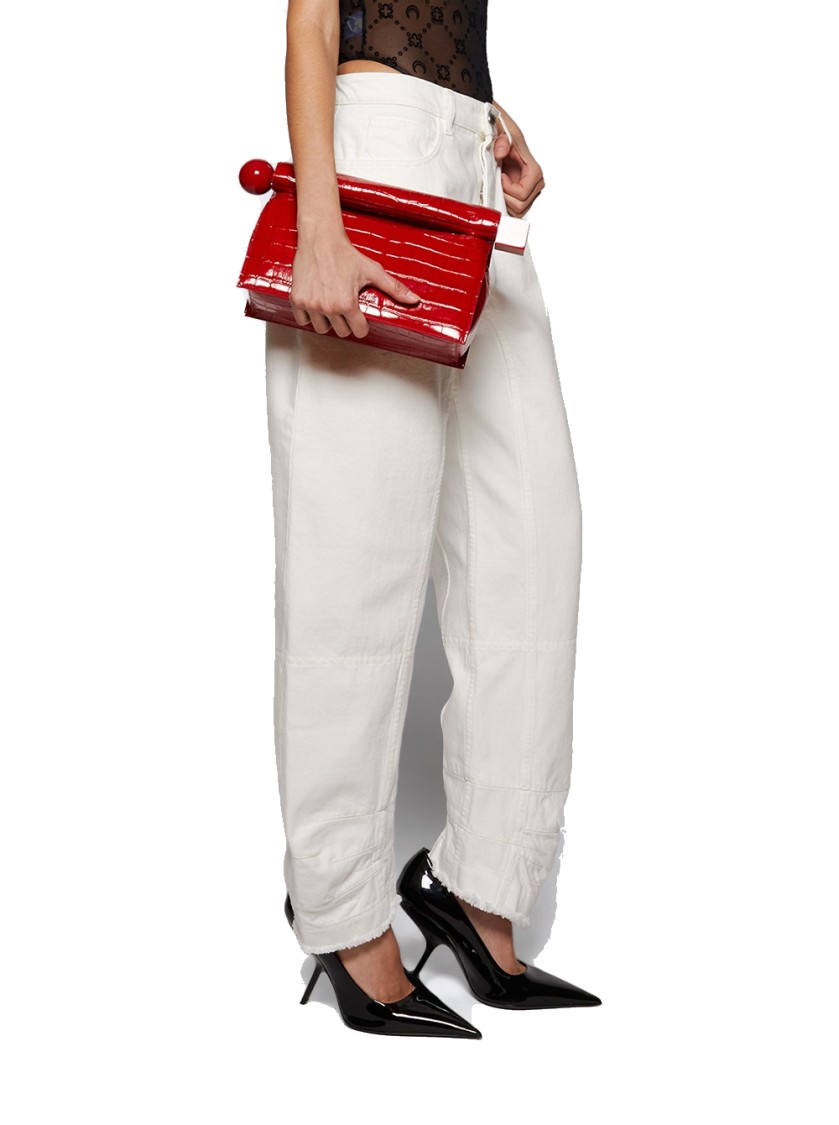Shop Jacquemus La Pochette Rond Carre In Red