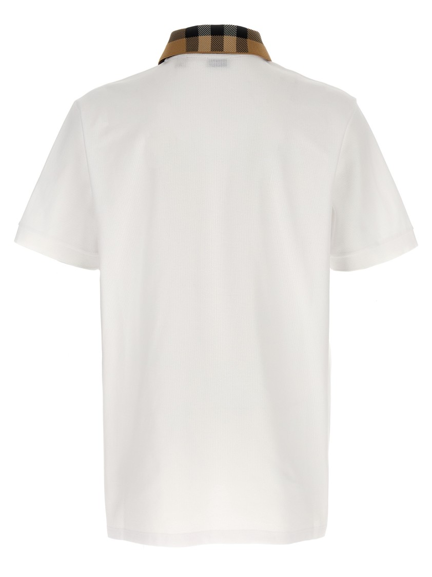 Burberry Check Collar Cody Polo Shirt In White