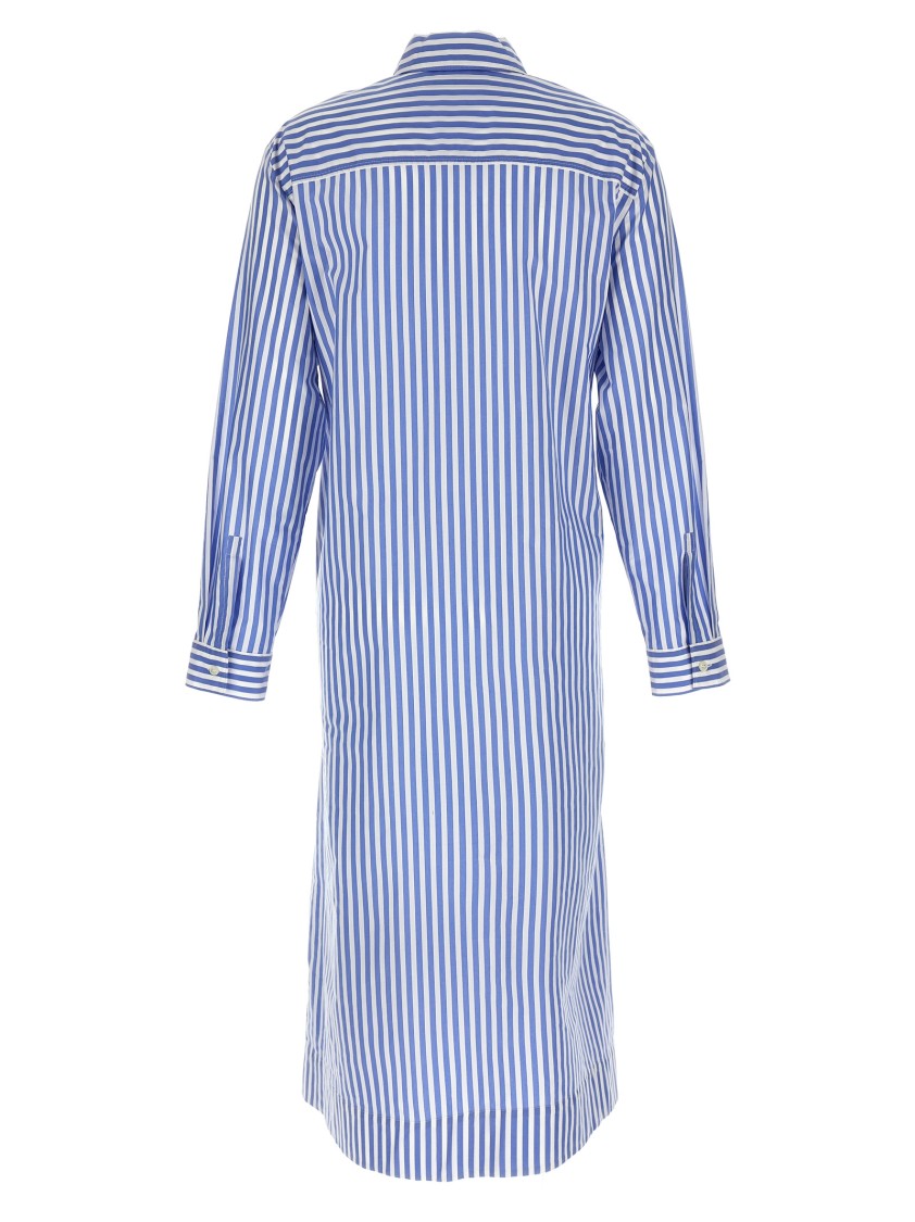 Philosophy Di Lorenzo Serafini Shirt-style Striped Cotton Blend Chemisier Dress In Blue