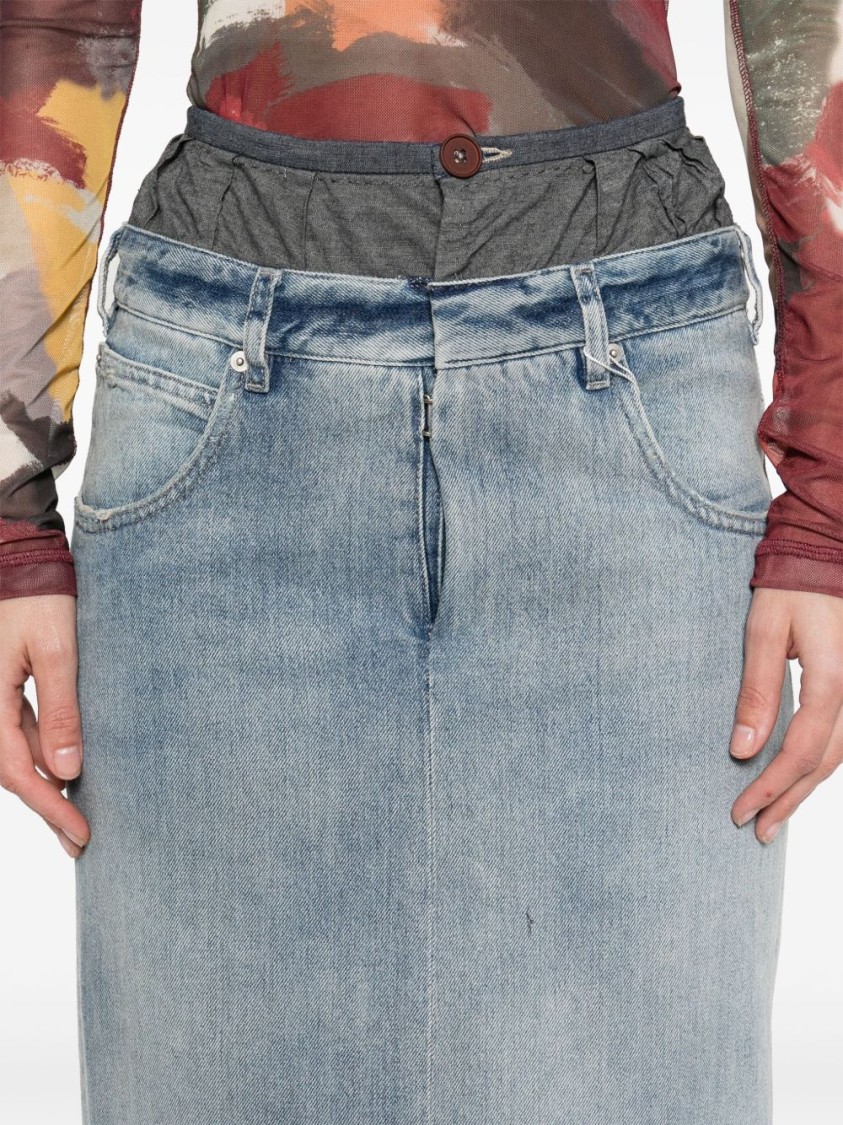 Shop Maison Margiela High-waisted Denim Maxi Skirt In Blue