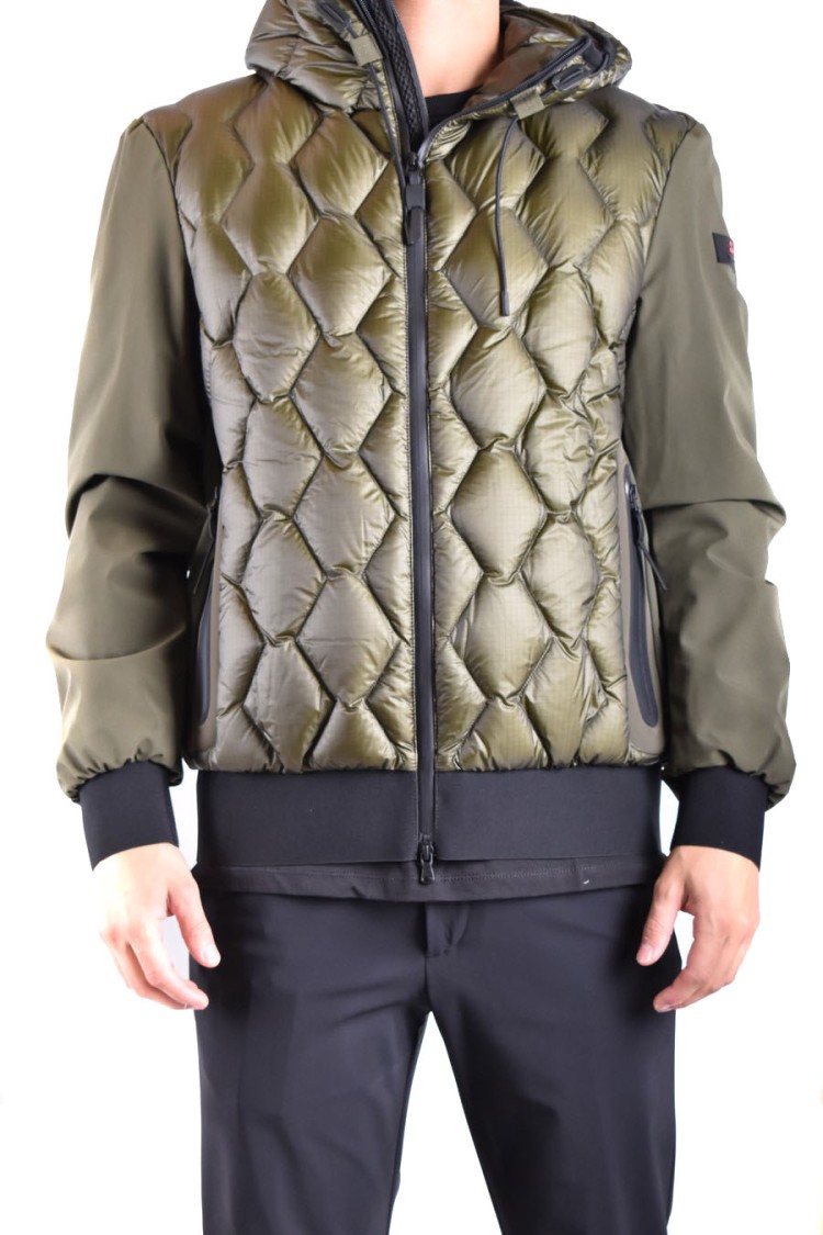 Peuterey Two-material Bomber Jacket With Geometric Quilting