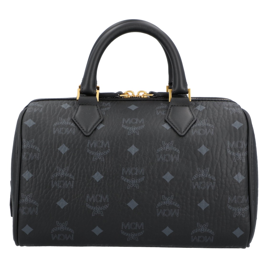 Mcm Ella Boston Bag In Visetos In Black