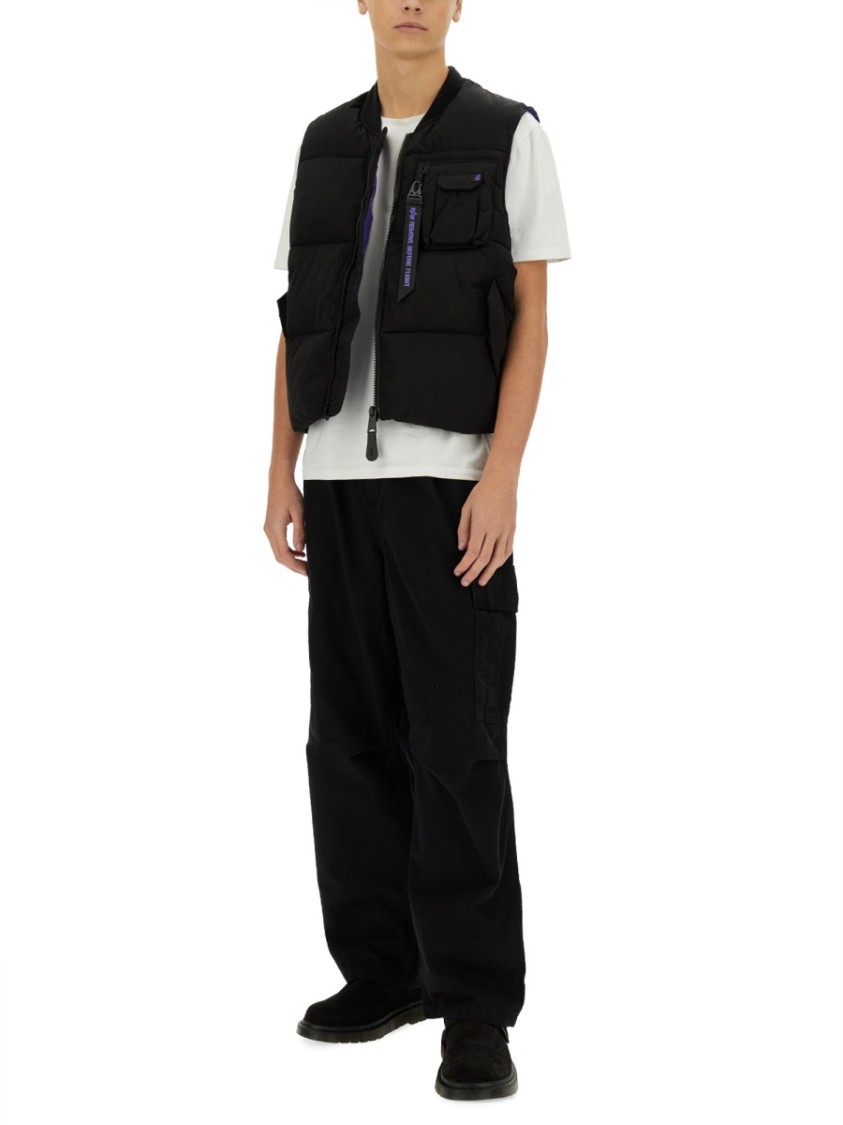 Shop Alpha Industries Puffy Sleeveless Vest With High Collar In Black