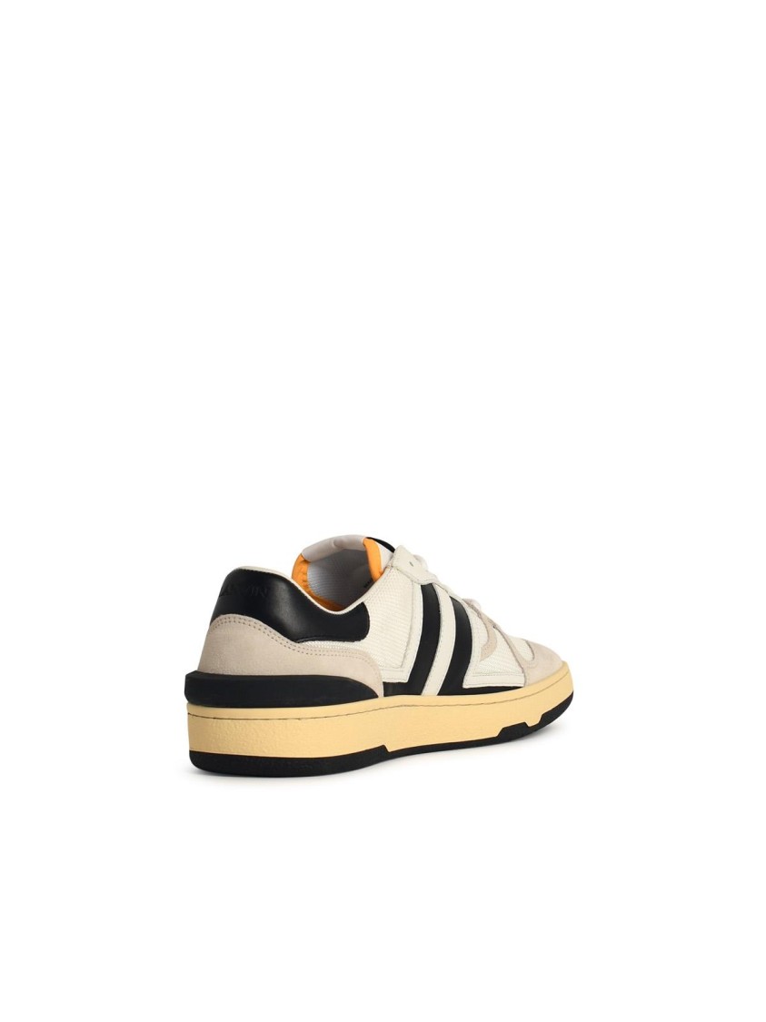 Lanvin Black And White Leather Clay Low Mesh Sneakers In Neutrals