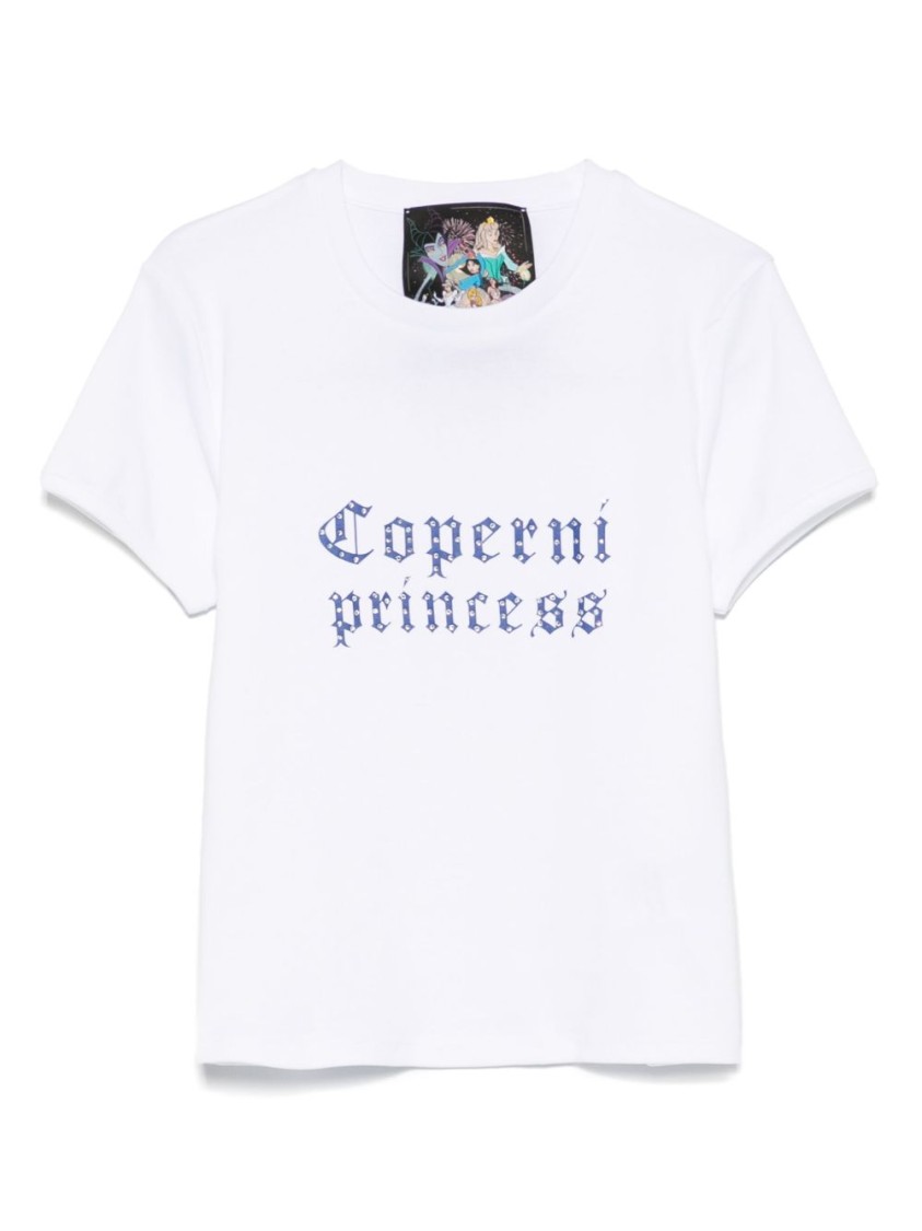 Coperni Graphic Print White T-shirt With Crew Neck