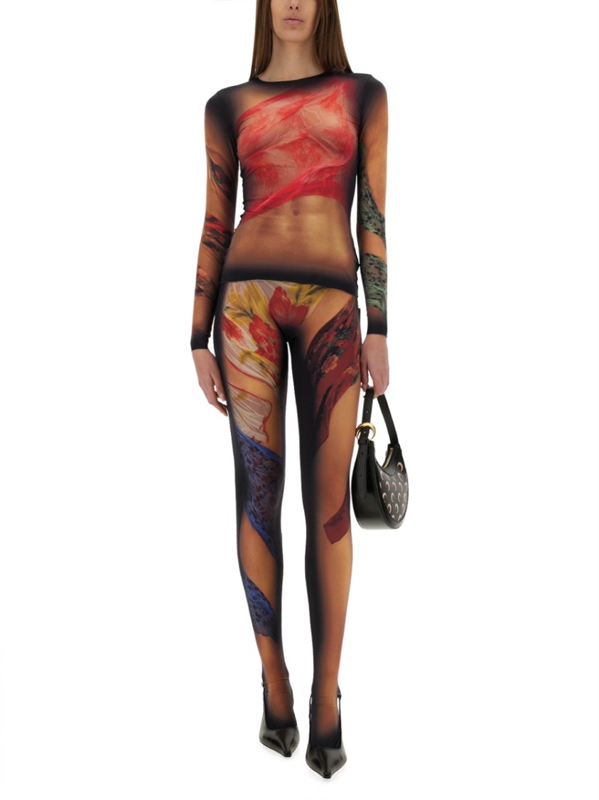 Marine Serre Recycled Draped Statue Jersey Leggings In Multi
