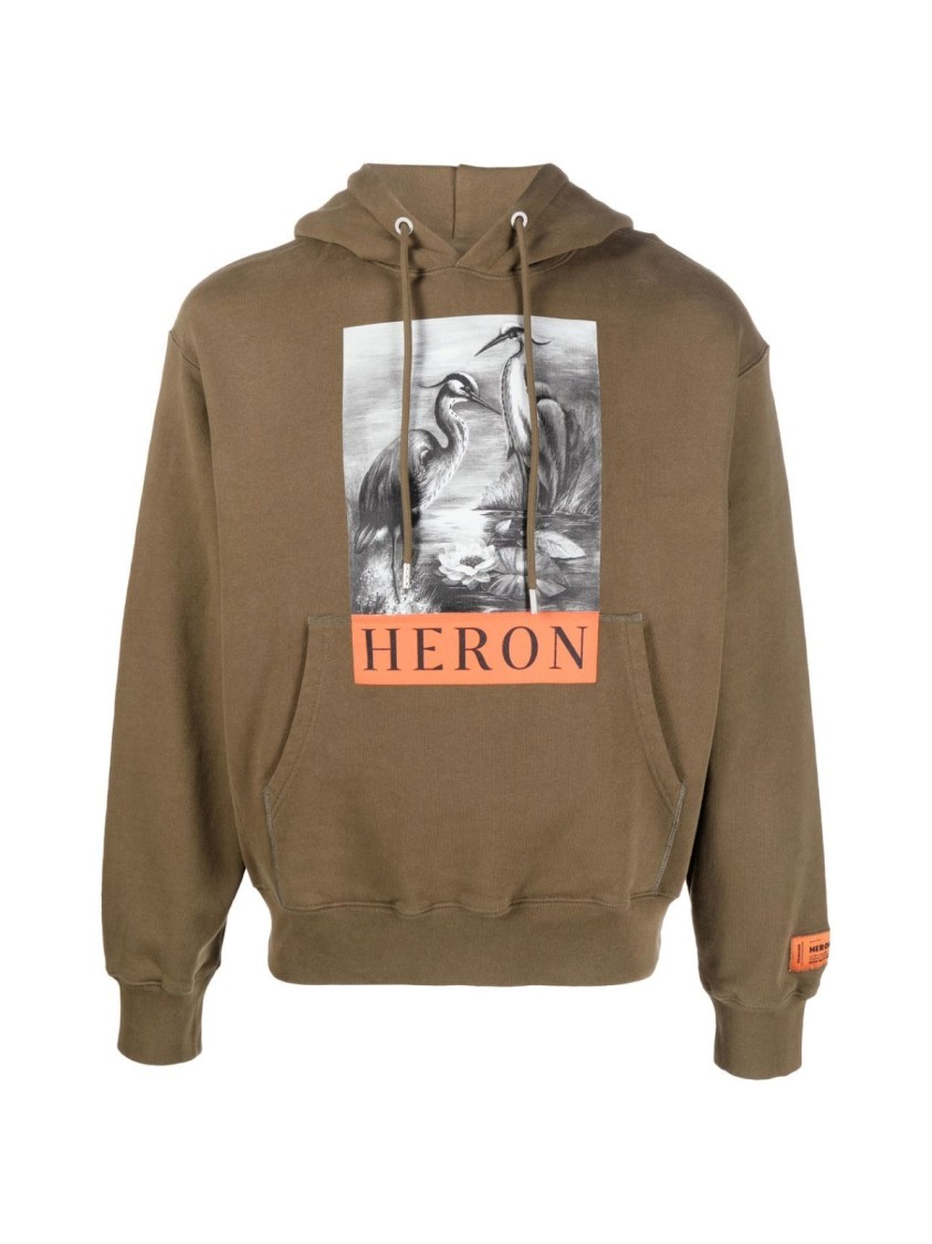 Heron Preston Heron Bw Logo Hoodie In Brown