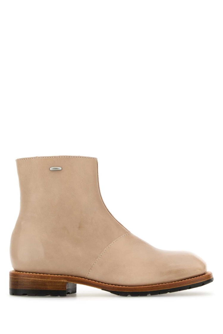 Our Legacy Beige Leather Engine Ankle Boots In Gold