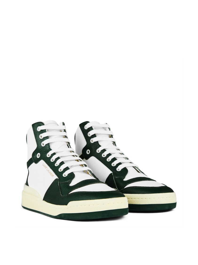 Saint Laurent Sl24 Leather High-top Trainers In White