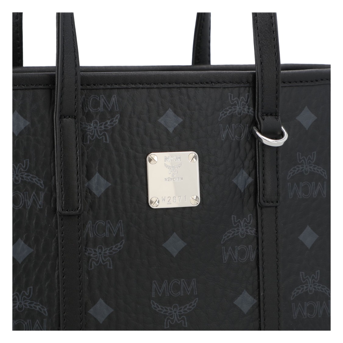 Mcm Structured Shoulder Bag With Textured Finish In Black