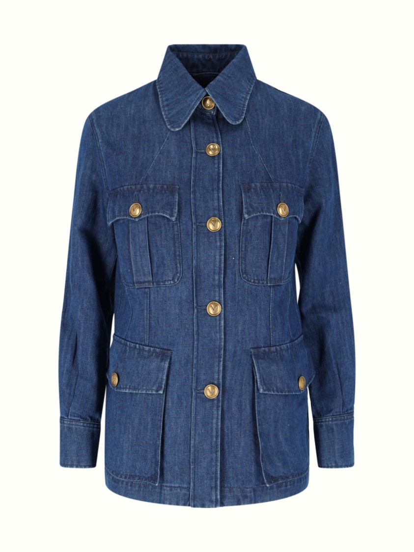 Shop Valentino Denim 'sahariana' Jacket – Blue