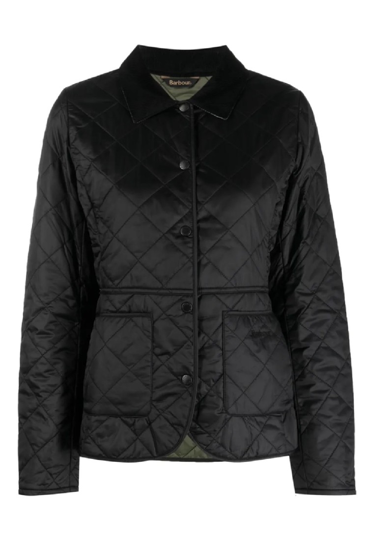 Barbour Quilted Jacket With Diamond Pattern In Black