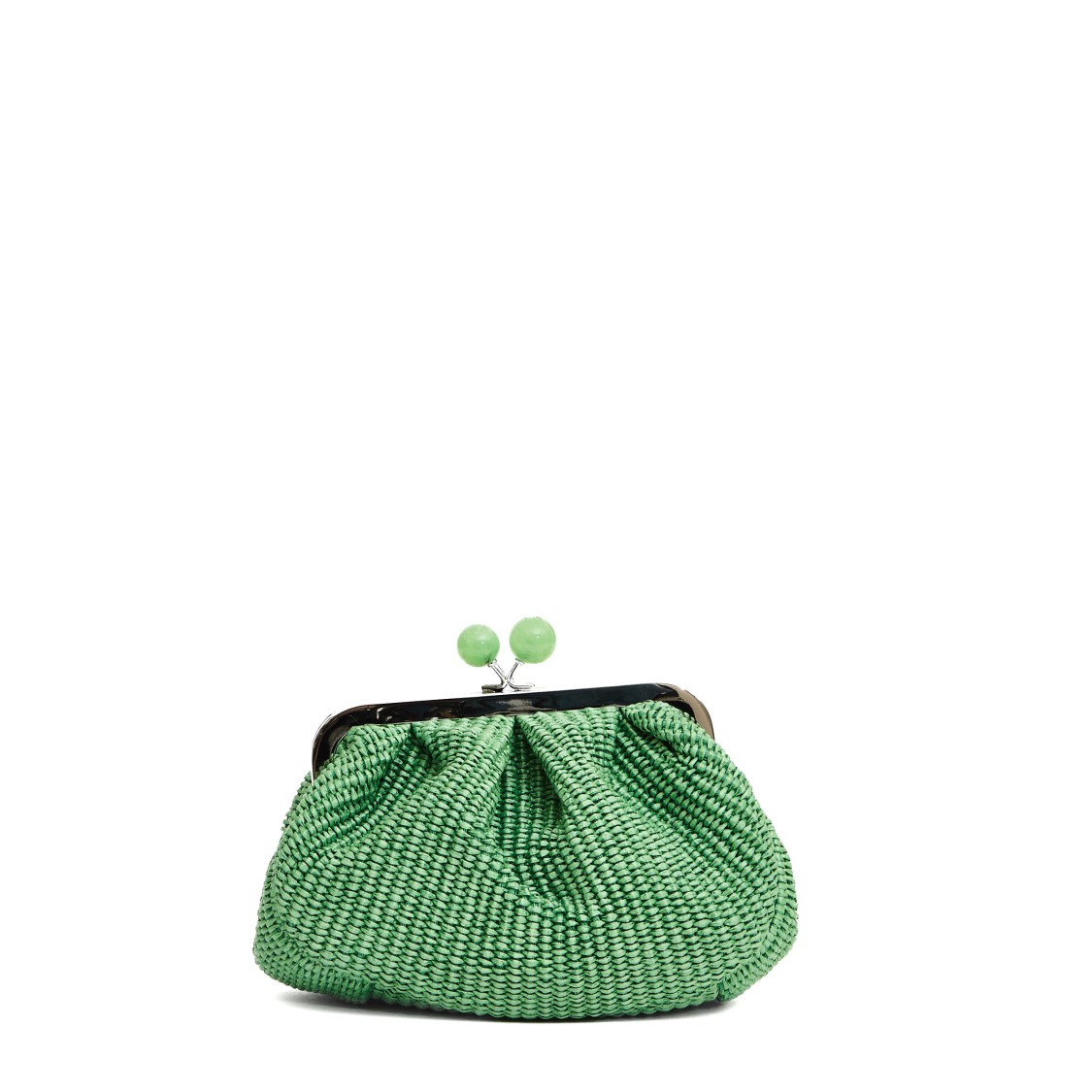 Max Mara X Weekend Charming Gathered Raffia Clutch With Structured Frame