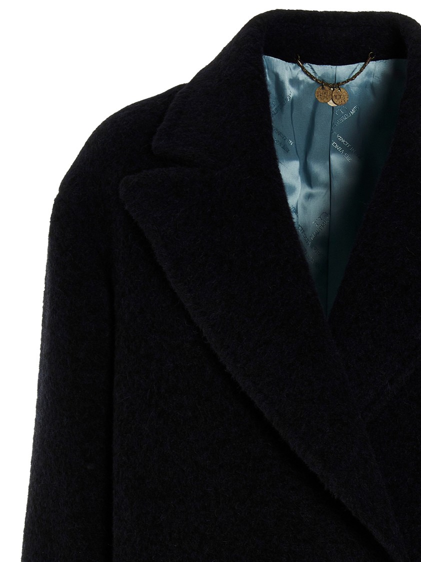 Maurizio Miri Double-breasted Maxi Coat With Button Closure In Black