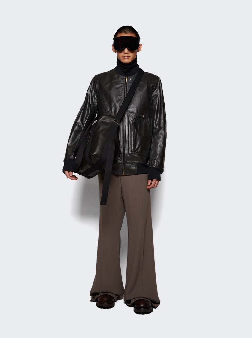 Rick Owens Black Hollywood Bauhaus Leather Flight Jacket In Black