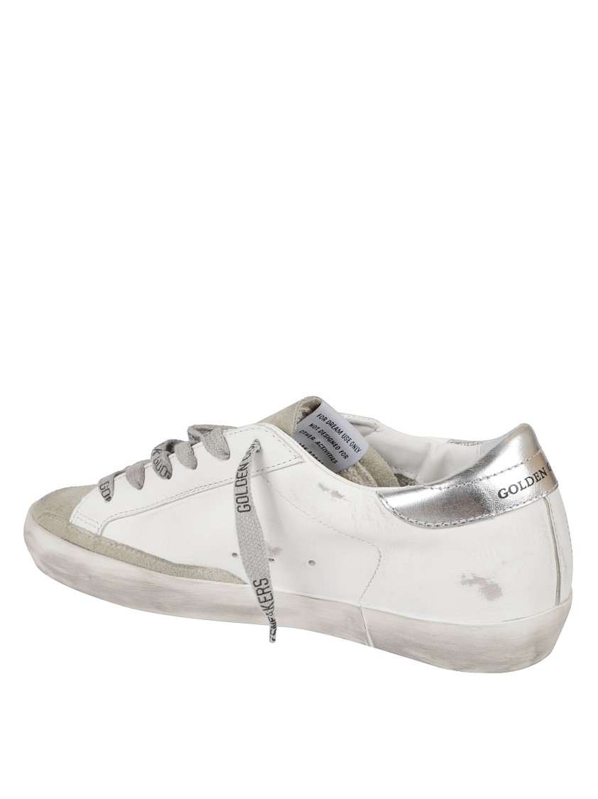 Golden Goose White Sneakers With Grey Suede Accents In White