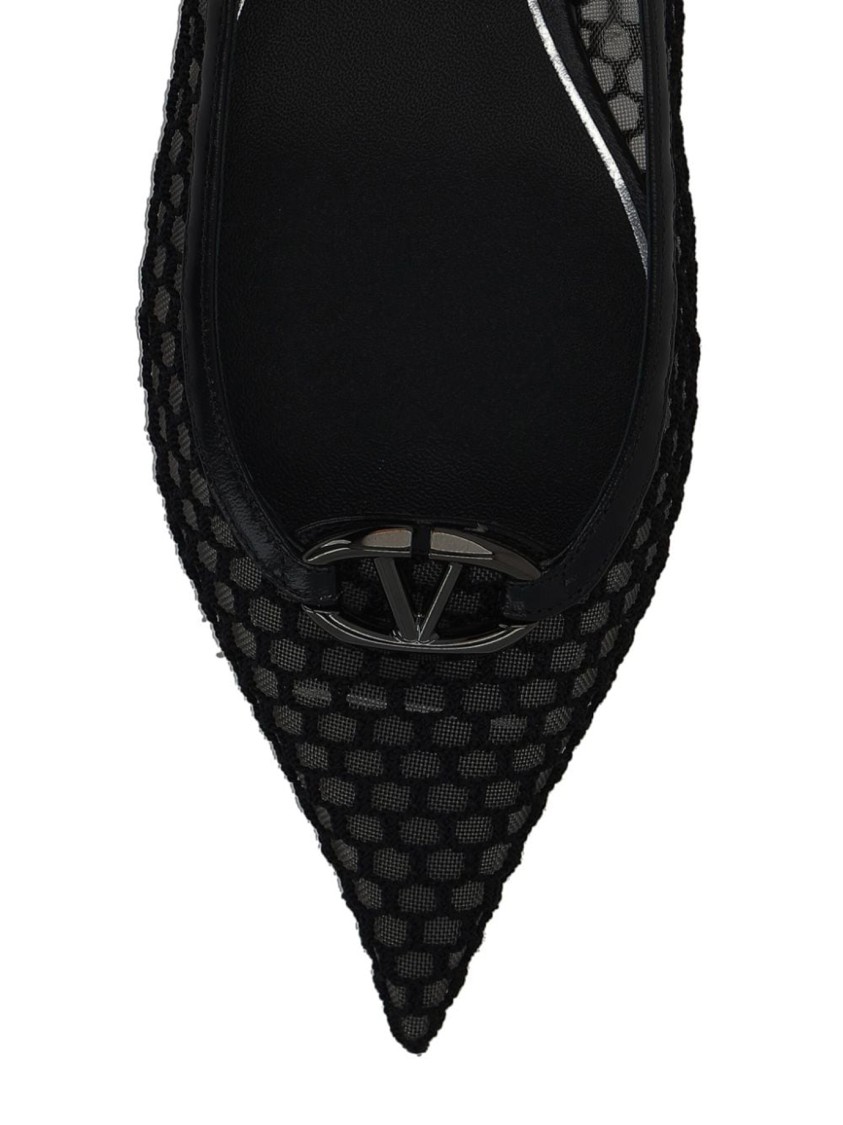 Valentino Garavani Pointed Slingback Ballet Flats In Black