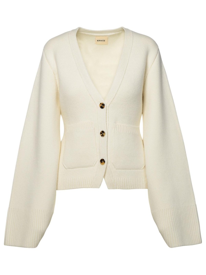 Shop Khaite 'scarlet' Ivory Cashmere Cardigan In Neutrals