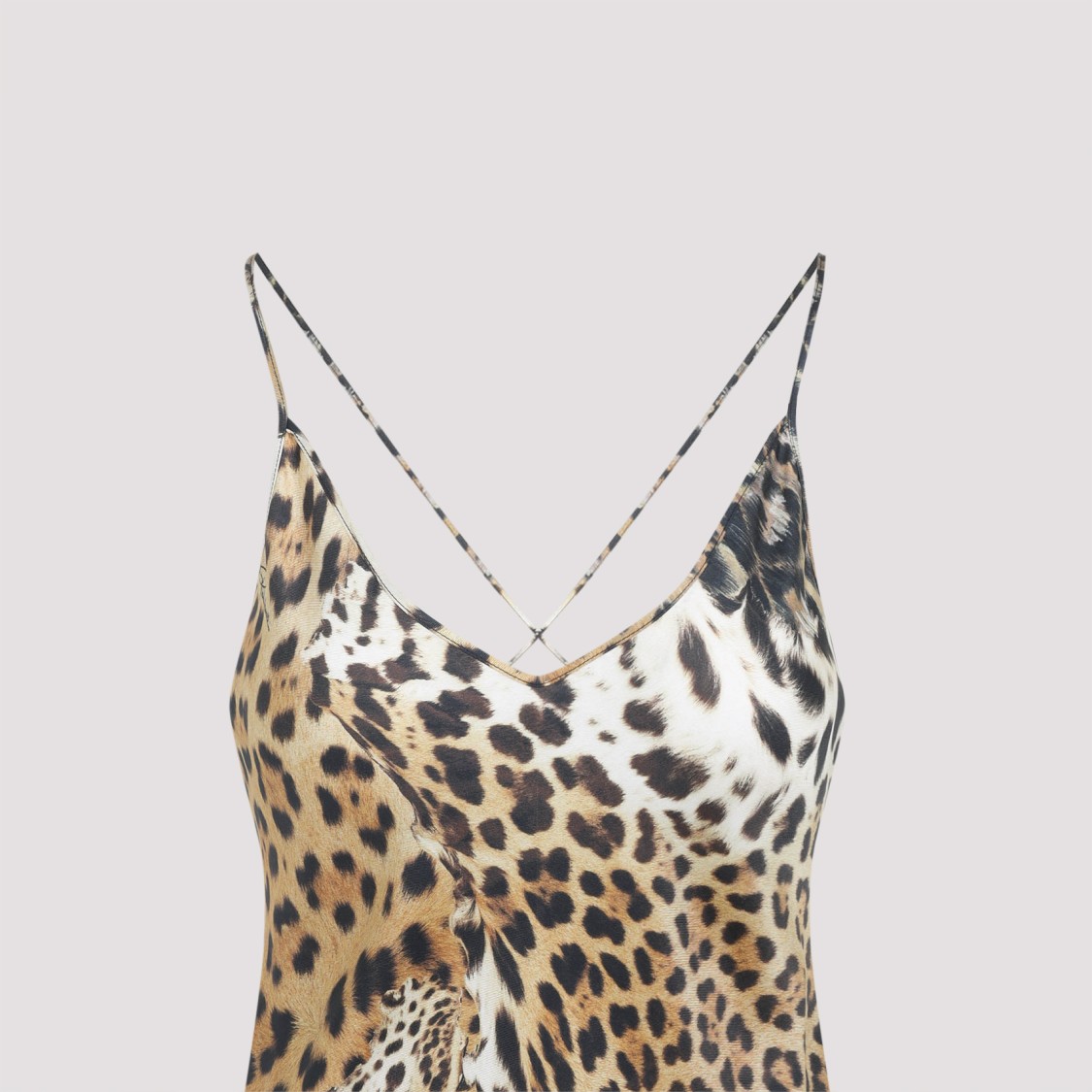 Shop Roberto Cavalli Natural Beige Silk Jaguar Skin Maxi Dress