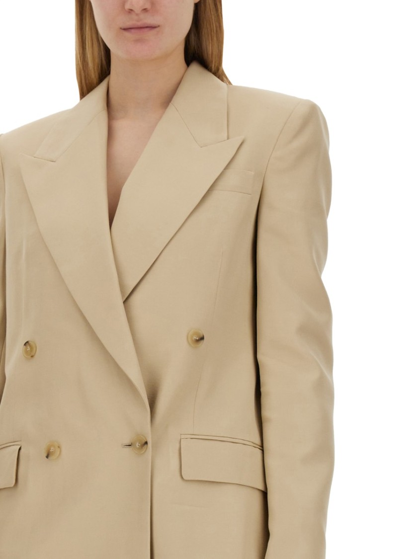 Stella Mccartney Double Breasted Satin Blazer In Neutrals