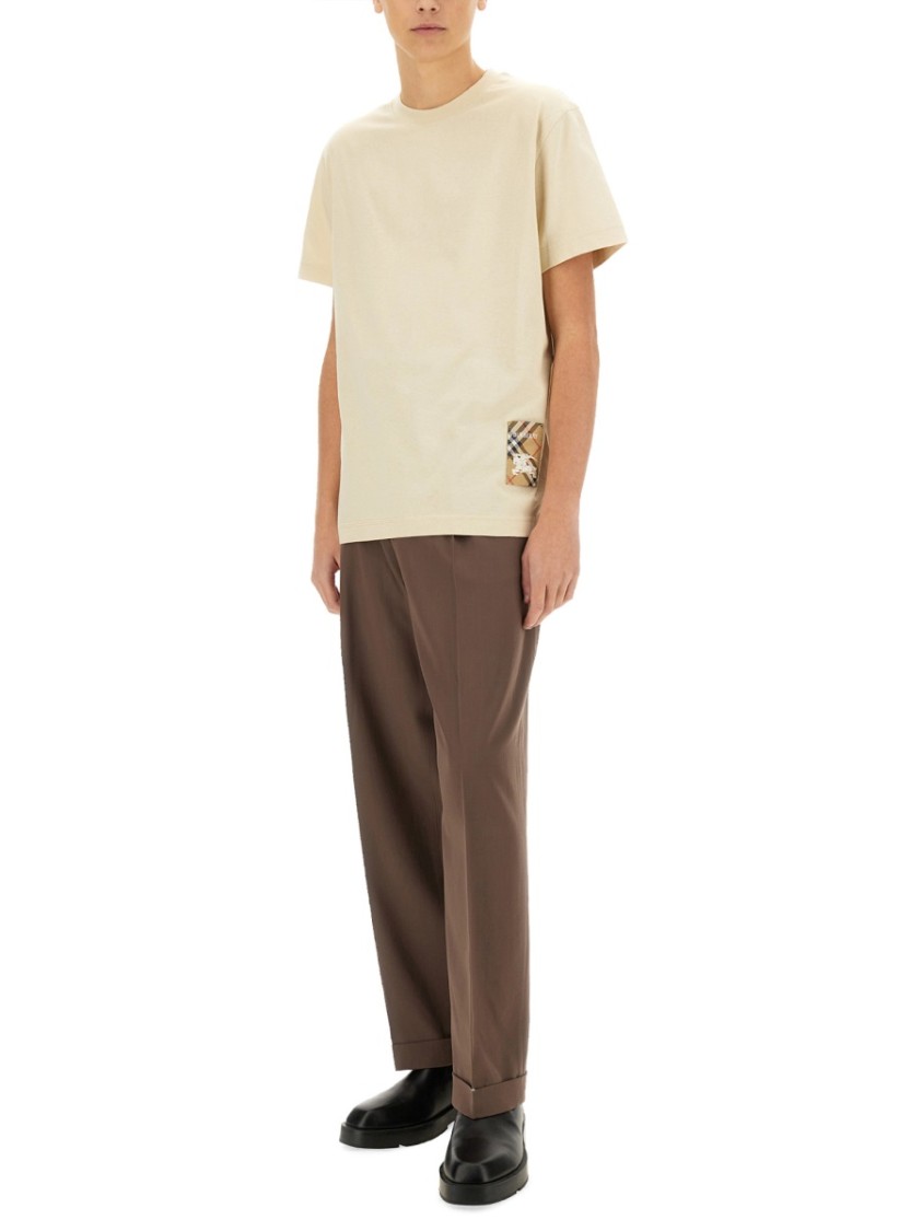 Burberry Beige Cotton T-shirt In Neutrals
