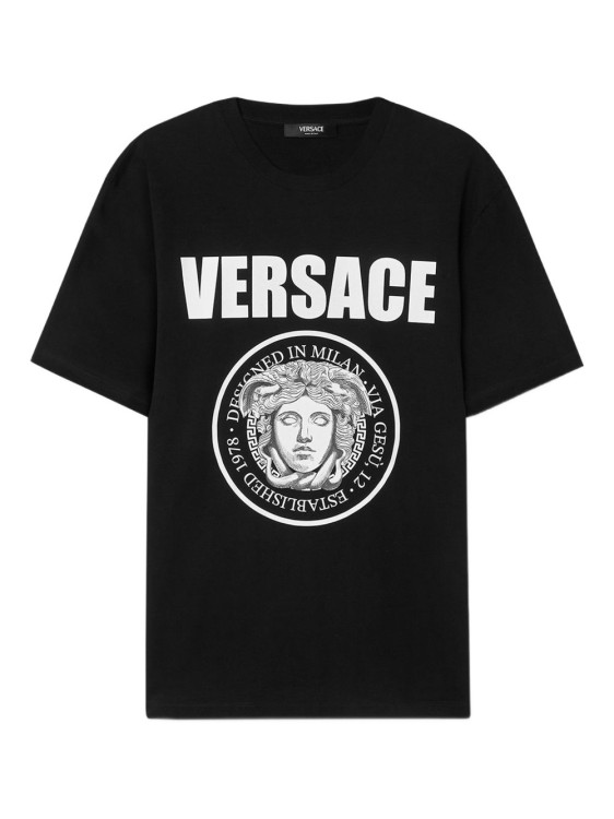 Versace Black T-Shirt With Bold Logo Print | THE LIST Versace Black T-Shirt With Bold Logo Print | THE LIST