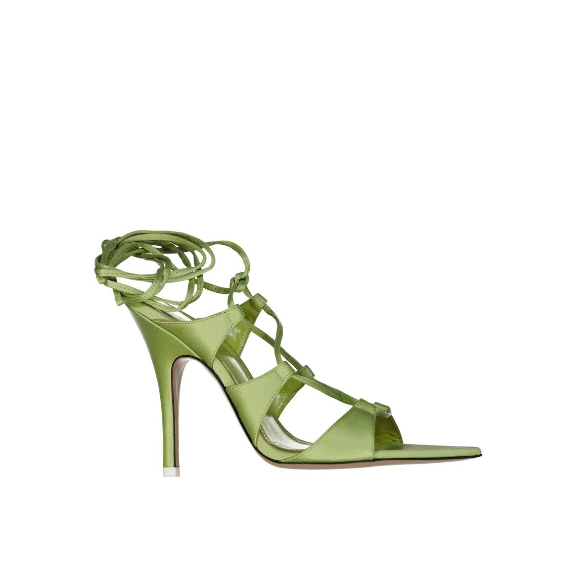 Attico The  Reneè Satin Sandals In Neutral