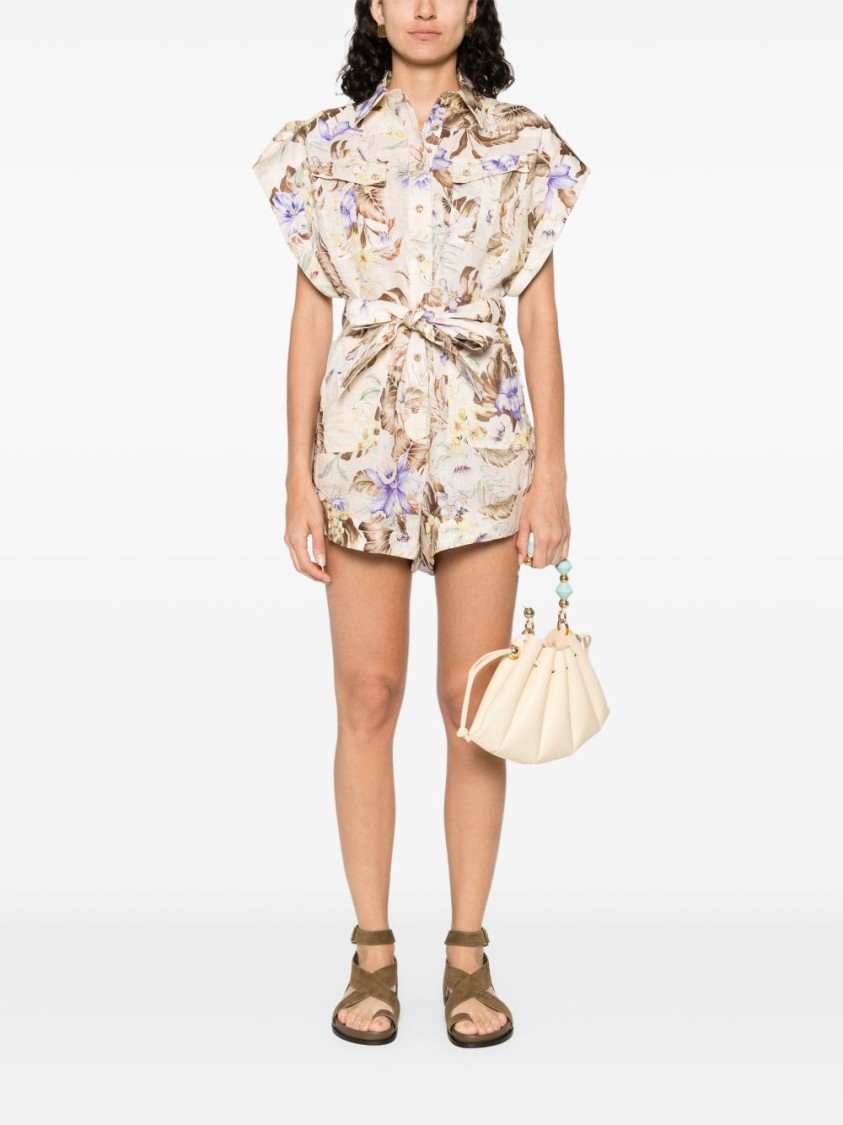 Zimmermann Coco Cuffed Playsuit In Neutral