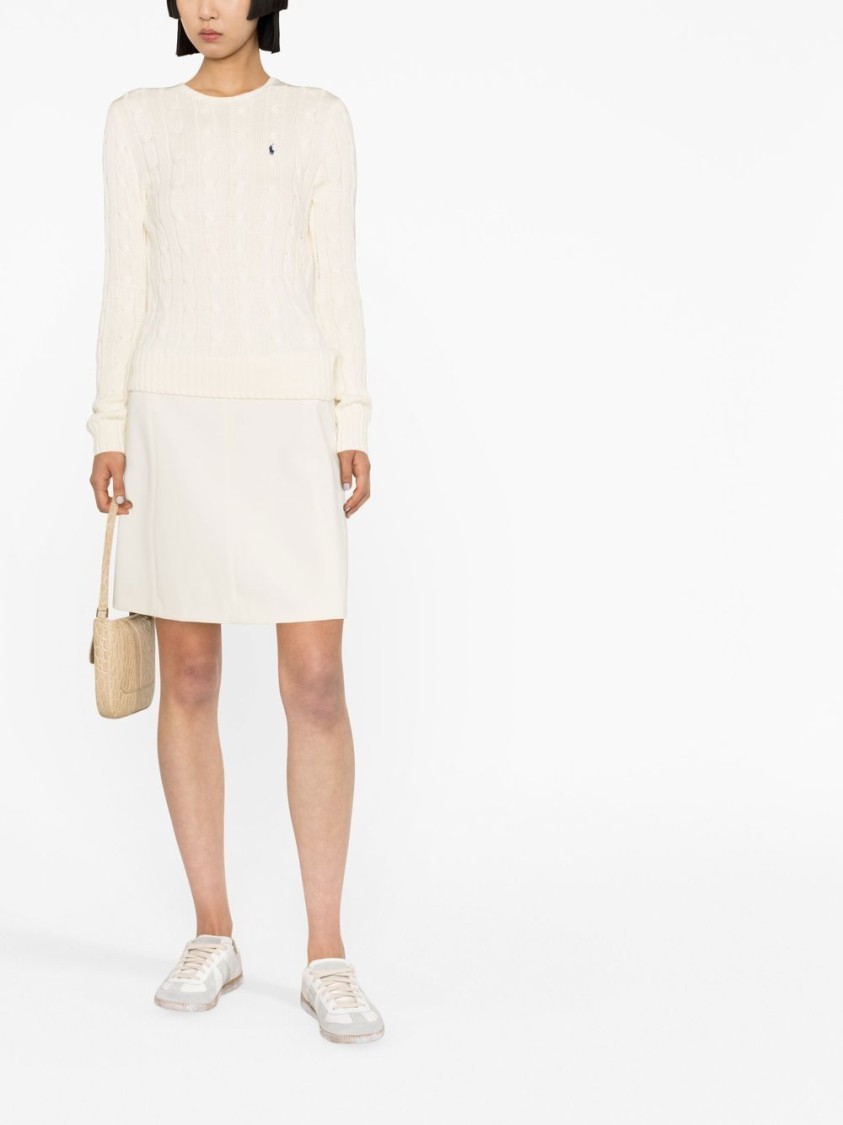 Polo Ralph Lauren Womens Cream Julianna Brand-embroidered Regular-fit Cotton-knit Jumper