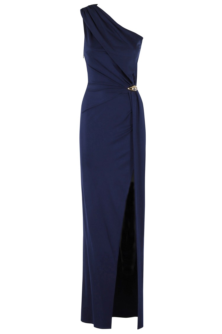 Elisabetta Franchi Asymmetric Red Carpet Dress In Black