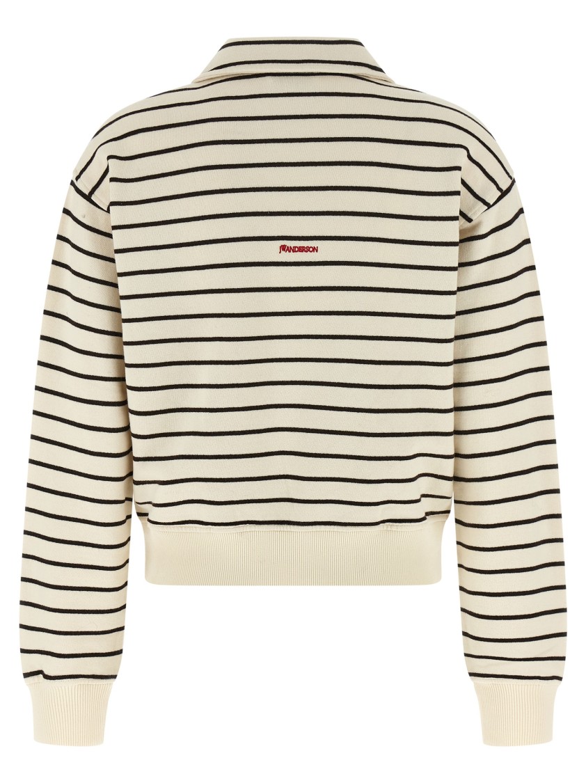 Jw Anderson J. W. Anderson Striped Cotton Polo Sweatshirt In Neutral